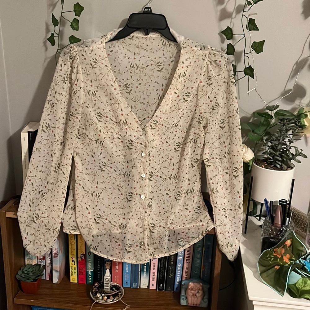 Cream Floral Button Up